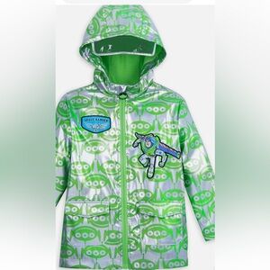 Disney Toy Story Buzz Lightyear Rain Jacket Kids (Size 7/8) Green and Silver